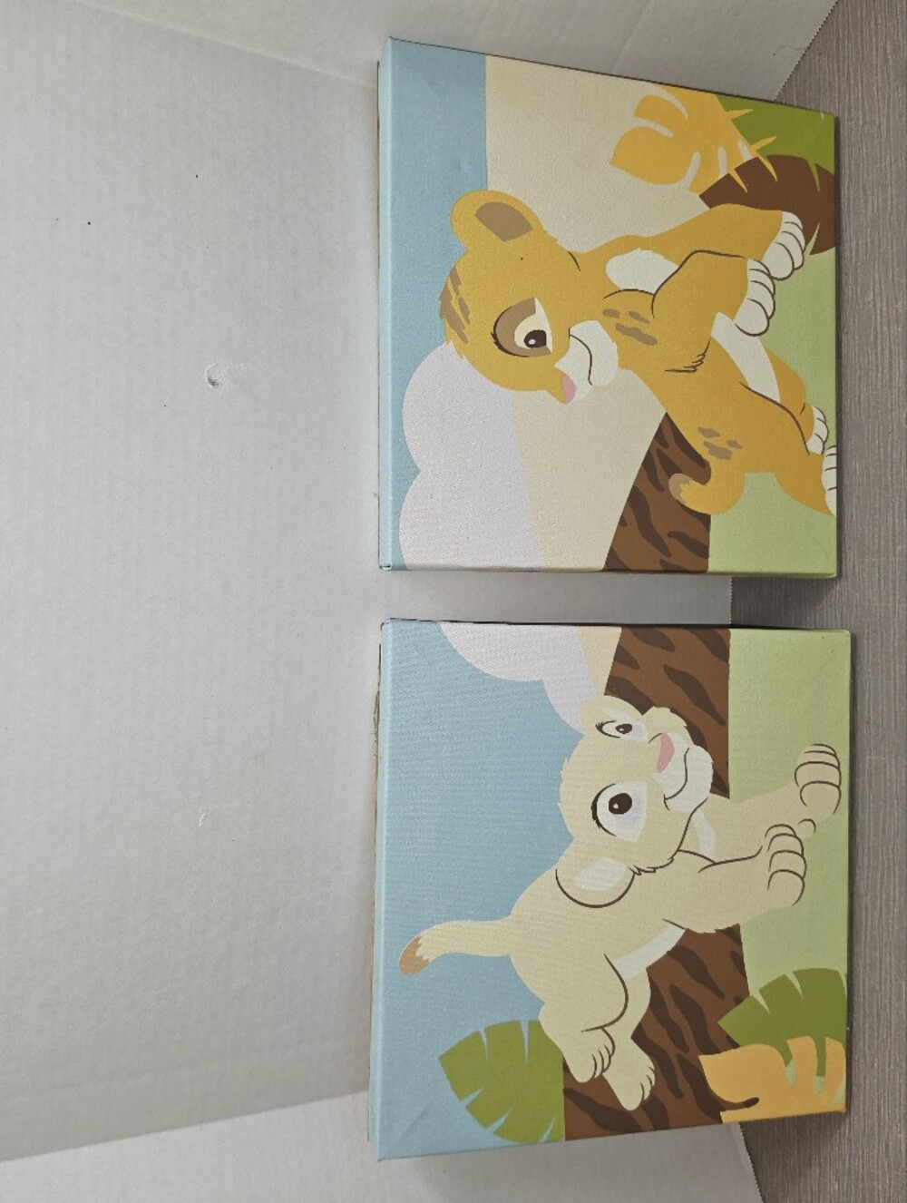 Two Piece Disney Baby Lion King Simba Nala Nursery Canvas Wall Art Picture Print